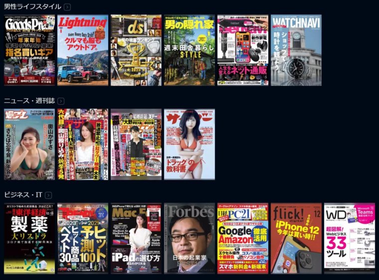 U-NEXT雑誌ラインナップ
