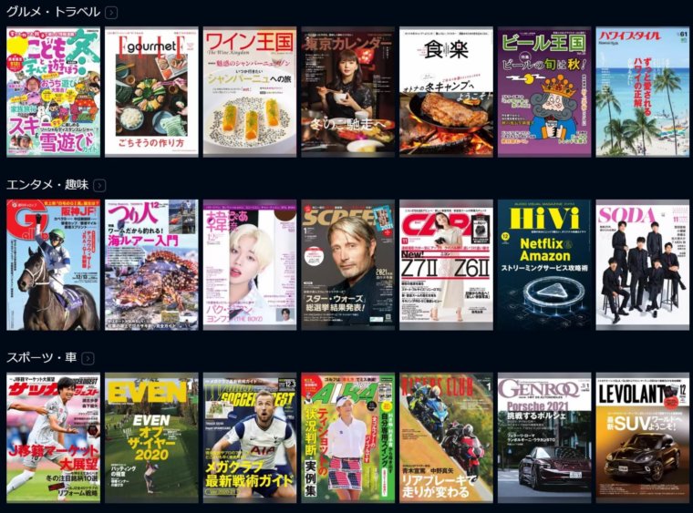 U-NEXT雑誌ラインナップ
